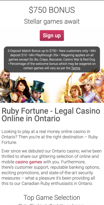 Ruby Fortune login