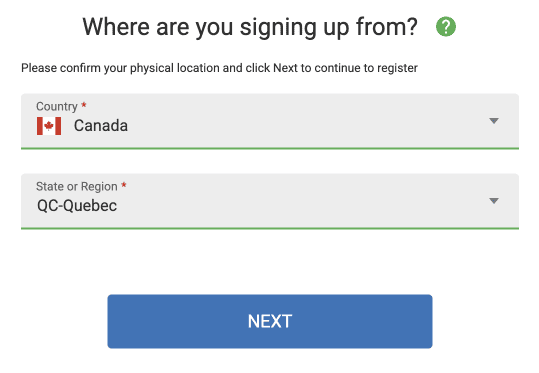 Registration at Ruby Fortune casino